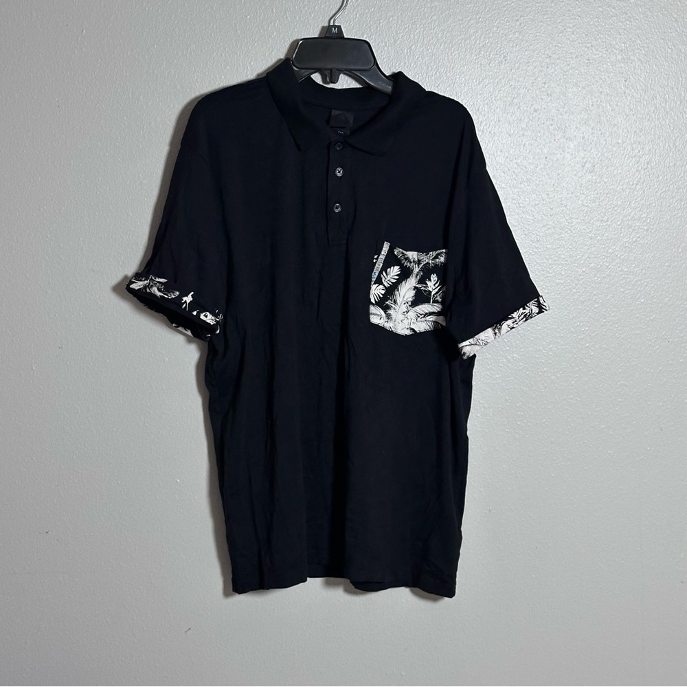 H&M‎ Men Black Polo Shirt Short Sleeve Casual size L.